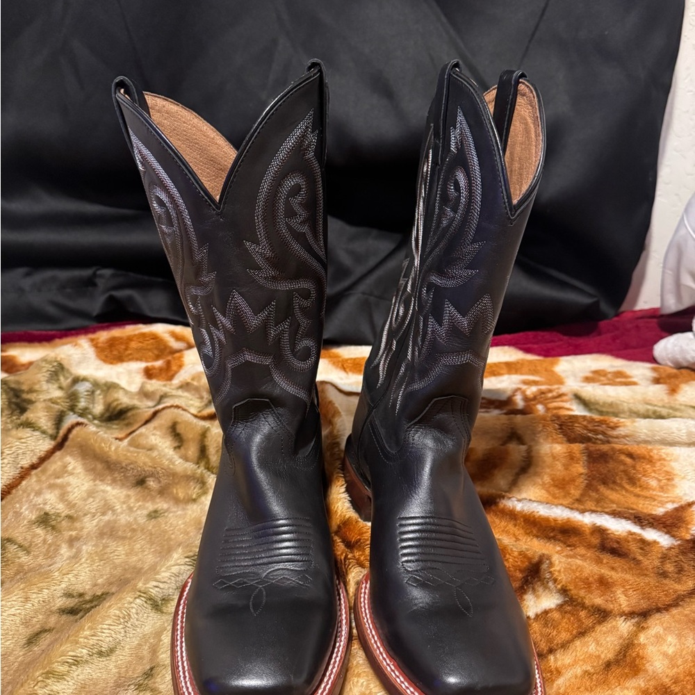 Classic Black Leather Cowboy Boots